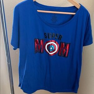 Marvel Blue Super Mom Graphic Tee